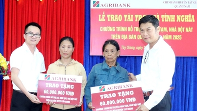 La sucursal del distrito de Tay Giang de Agribank donó 600 millones de VND para eliminar las viviendas temporales.