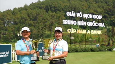 Golfer Hoang Ngoc Quy and Ngo Thi An Trinh won the 2025 National Middle-Aged Tournament
