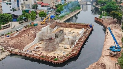 Công trình đập dâng giữ nước đầu tiên trên sông Tô Lịch dần thành hình