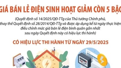 Giá bán lẻ điện sinh hoạt giảm còn 5 bậc
