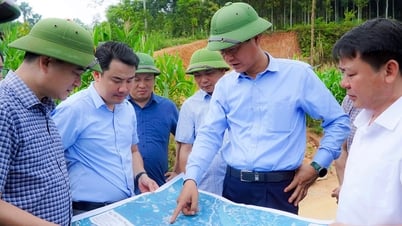 Standing Vice Chairman of the Provincial People's Committee Nguyen The Phuoc inspected the site clearance work of the Lao Cai - Hanoi - Hai Phong railway construction investment project through Van Yen district.