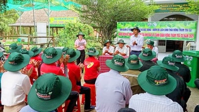 Organizando una campaña de saneamiento ambiental en el bosque de cajuput de Tra Su