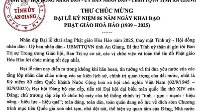 안장성 당서기 레홍꽝이 화하오불교(1939~2025) 창종 86주년을 축하했다.