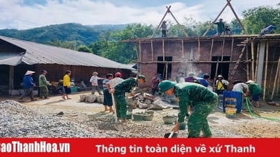 高地の村の緑の制服を着た兵士のマーク