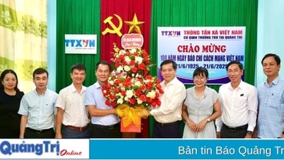 Provinzparteisekretär Nguyen Long Hai besucht das ständige Büro der Vietnam News Agency in Quang Tri und Verwandte des Märtyrerjournalisten Truong Chi Cong