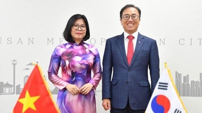 Consul General Doan Phuong Lan greets Busan City Vice Mayor Kim Gwang Hoe