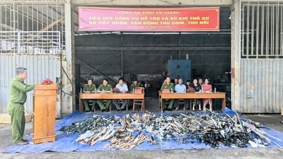 Công an tỉnh An Giang tiêu hủy hơn 1.500 công cụ hỗ trợ và vũ khí thô sơ