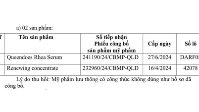 Yêu cầu thu hồi, ngừng sử dụng trên toàn quốc 20 mỹ phẩm