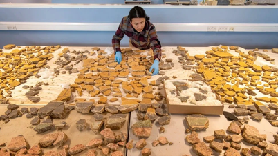 Restauration d'une fresque romaine brisée en milliers de morceaux