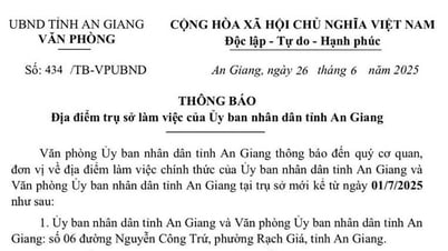 UBND tỉnh An Giang thông báo địa điểm trụ sở làm việc mới