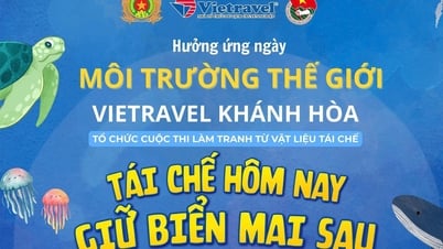 Vietravel Khanh Hoa จัดการประกวดวาดภาพรีไซเคิลเพื่อถ่ายทอดข้อความเกี่ยวกับการปกป้องสิ่งแวดล้อมทางทะเล
