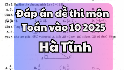 Đáp án đề thi tuyển sinh lớp 10 môn Toán tỉnh Hà Tĩnh 2025