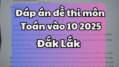 Đáp án đề thi tuyển sinh lớp 10 môn Toán tỉnh Đắk Lắk 2025