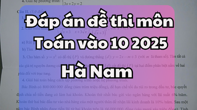Đáp án đề thi tuyển sinh lớp 10 môn Toán tỉnh Hà Nam 2025