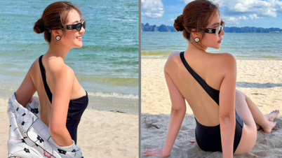 Huyen Lizzie flaunts a swimsuit 'hotter than summer', revealing her perfect figure.