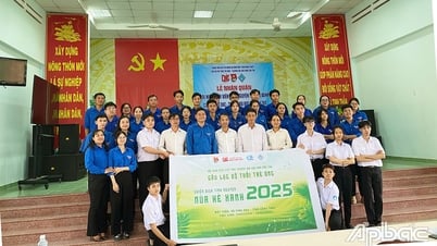 Sinh viên Trường Đại học Nam Cần Thơ thực hiện Mùa hè xanh tại xã Vĩnh Hựu