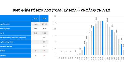 Phổ điểm 5 tổ hợp xét tuyển A00, B00, C00, D01, A01