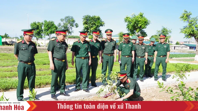 Đại tá Vũ Văn Tùng kiểm tra công tác chuẩn bị cho Hội thi Tiểu đoàn tăng gia, sản xuất giỏi