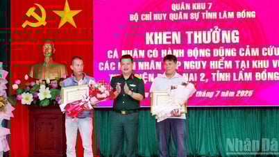 Khen thưởng hai người cứu 3 nạn nhân mắc kẹt giữa dòng nước lũ...
