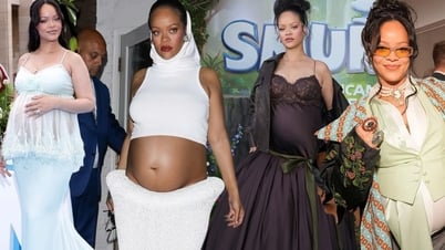 Rihanna phá vỡ mọi chuẩn mực thời trang bà bầu, không ngại mặc đồ xuyên thấu