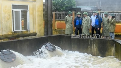 Phó Chủ tịch Thường trực UBND tỉnh Nguyễn Quang Hưng và Phó Chủ tịch UBND tỉnh Nguyễn Hùng Nam kiểm tra công tác tiêu úng