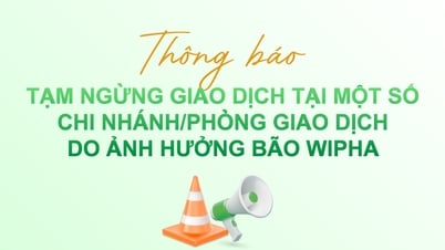 Thông báo tạm ngừng giao dịch tại một số CN/PGD do ảnh hưởng bão WIPHA