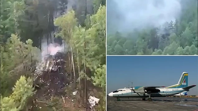 Scène d'un accident d'avion transportant 49 personnes en Russie