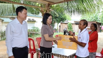 Phó Chủ tịch Thường trực UBMTTQ Việt Nam tỉnh Trần Thu Mai thăm, tặng quà các gia đình chính sách
