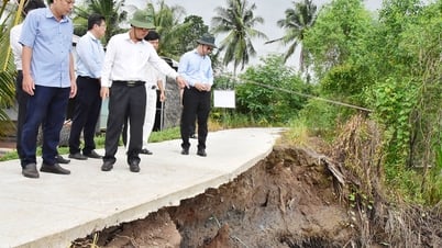 Khảo sát tình hình sạt lở đê bao tại xã Lưu Nghiệp Anh