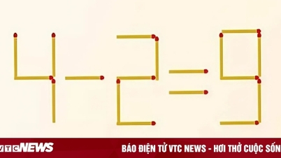 Di chuyển 2 que diêm để phép tính 4 - 2 = 9 thành đúng