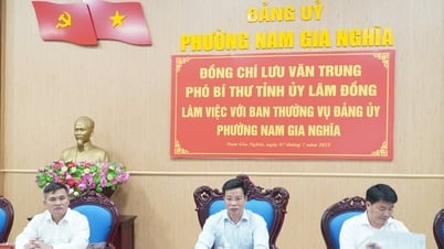 Deputy Secretary of the Provincial Party Committee Luu Van Trung works with Nam Gia Nghia ward