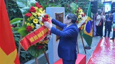 Thủ tướng Phạm Minh Chính và Phu nhân dâng hoa tưởng niệm Chủ tịch Hồ Chí Minh tại Rio de Janeiro
