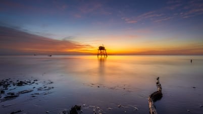 Watching the sunset on Tan Thanh beach, Dong Thap