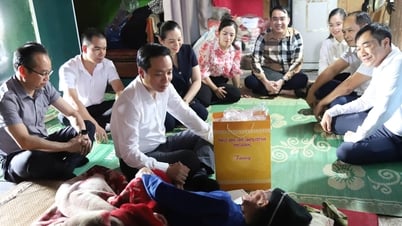 Đoàn công tác của Tỉnh tặng quà các gia đình chính sách tại xã Canh Tân