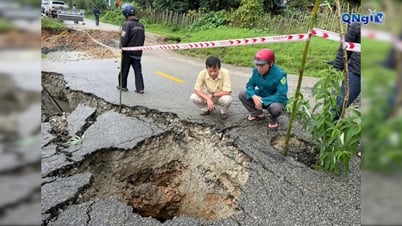 Sụt lún nguy hiểm trên Quốc lộ 40B