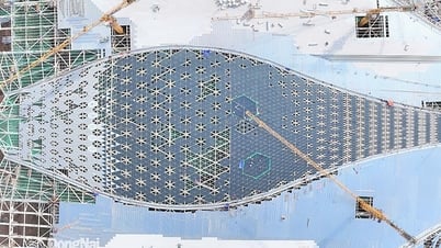 [Chùm ảnh] Chiêm ngưỡng mái kính skylight dần thành hình ở nhà ga 35 ngàn tỷ đồng Sân bay Long Thành