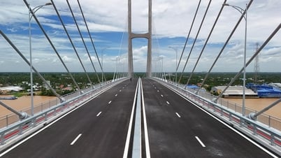 Toàn cảnh cầu Rạch Miễu 2 nối Đồng Tháp - Vĩnh Long trước giờ thông xe