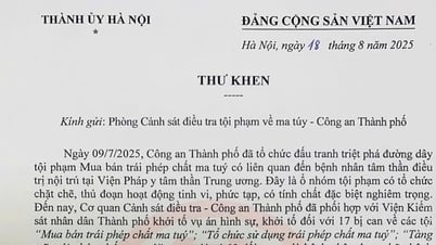Bí thư Thành ủy Bùi Thị Minh Hoài gửi Thư khen Phòng Cảnh sát điều tra tội phạm về ma túy, Công an thành phố Hà Nội
