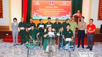 Quỹ Thiện Tâm - Tập đoàn Vingroup trao 40 suất quà động viên các thương binh nặng tại Nghệ An