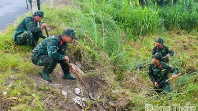 Đồng Tháp: Cán bộ, chiến sĩ ra quân phát quang, dọn dẹp vệ sinh môi trường