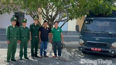 Bộ đội Biên phòng tỉnh Đồng Tháp bàn giao một cá thể rái cá quý hiếm