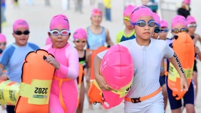 Các VĐV nhí bùng nổ trên đường bơi, chạy mở màn Aqua Warriors Quảng Trị
