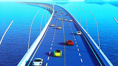 Perspektive der 18 km langen Meeresbrücke, die das Kap Ca Mau mit der Insel Hon Khoai verbindet und deren Bau gerade begonnen hat