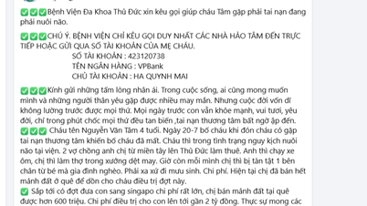 Giả mạo dùng tên bệnh viện, đăng bài kêu gọi quyên góp 2 tỉ đồng