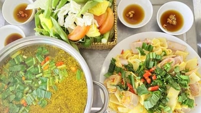 ស៊ុបត្រីឆ្លាមសម្បូរដោយស្លឹកគ្រៃ និងរមៀត - ជាអាហារឆ្ងាញ់ដែលមិនអាចបំភ្លេចបាននៅ Ha Tien