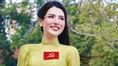 Major interpreta el papel de una "chica de la calle" que hace que el lago Hoan Kiem sea caótico, elegante en ao dai.
