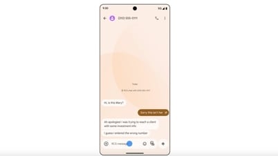 Google 메시지에서 여러 색상의 "G" 로고를 전체 이름으로 대체
