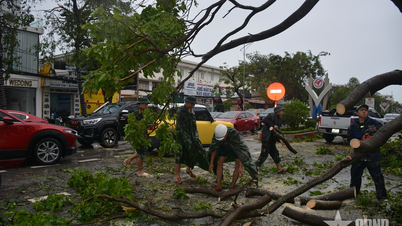Le commandement militaire provincial de Nghe An et la région militaire 4 ont nettoyé d'urgence les arbres tombés la nuit après la tempête n° 5.