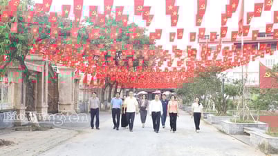 El subsecretario del Comité Provincial del Partido y presidente del Comité del Frente Provincial de la Patria de Vietnam, Nguyen Manh Hung, inspeccionó los preparativos para la ceremonia de izamiento de la bandera en toda la provincia en algunas localidades.