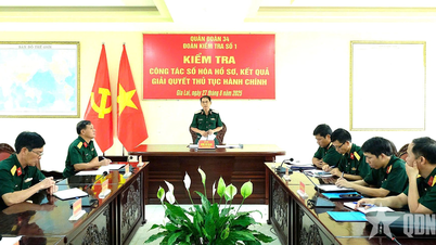 กองพลที่ 34 ตรวจสอบงานการแปลงเอกสารเป็นดิจิทัลและจัดการขั้นตอนการบริหาร